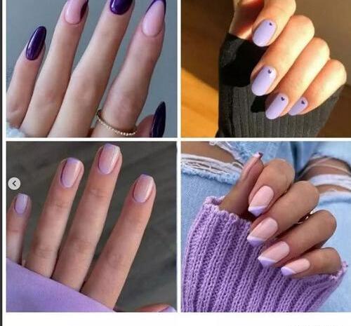 عکس مدل ناخن فرنچ رنگ بنفش