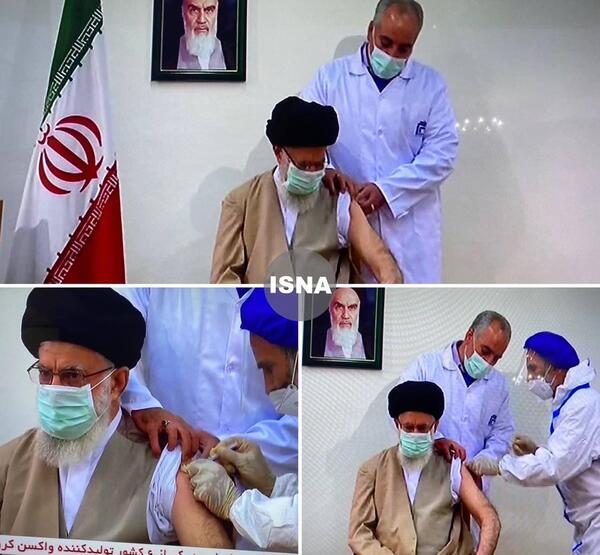 عکس رهبر هنگام واکسن