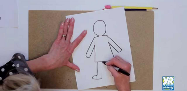 عکس نقاشی دختر نشسته ساده
