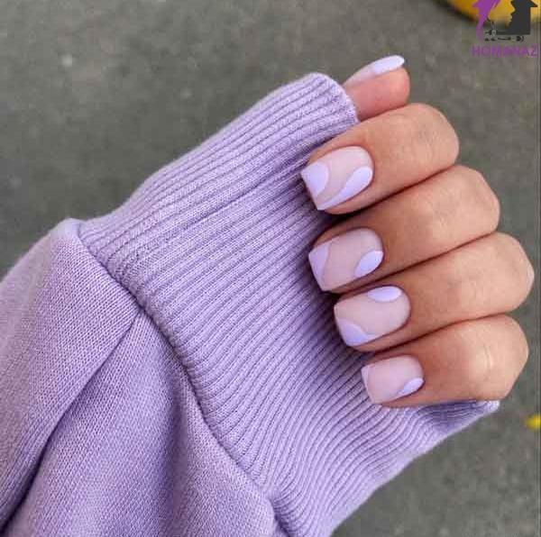 عکس مدل ناخن فرنچ بنفش