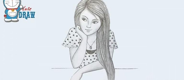 عکس نقاشی دختر زیبا ساده