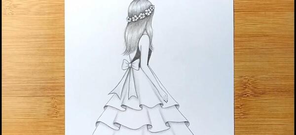 عکس نقاشی دختر زیبا ساده