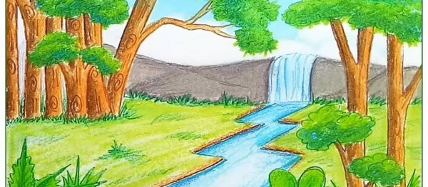 عکس نقاشی ساده و زیبا جنگل