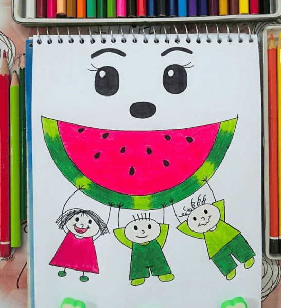 عکس نقاشی زیبا شب یلدا برای کلاس هفتم