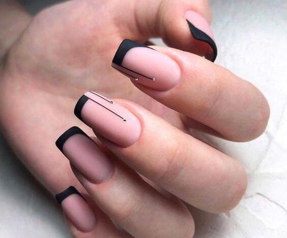 عکس طرح ناخن فرنچ مشکی