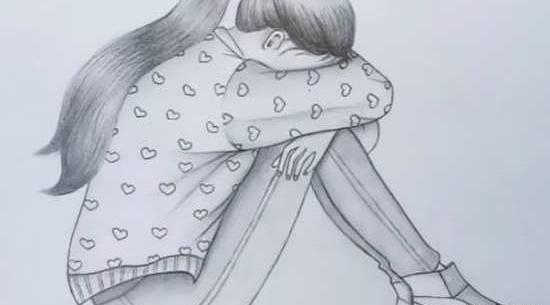 عکس نقاشی دختر ناراحت