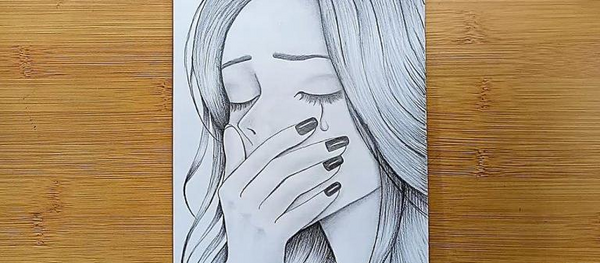 عکس نقاشی دختر ناراحت