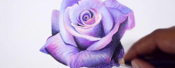 عکس نقاشی زیبا گل با مداد رنگی