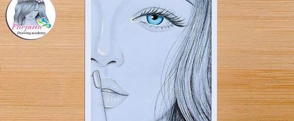 عکس نقاشی دختر نیم رخ آسان