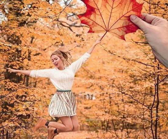 ژست عکس تولد در طبیعت پاییز