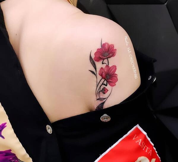 عکس طرح گل شقایق برای تاتو