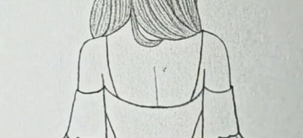 عکس نقاشی دختر ساده و اسان از پشت