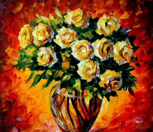 عکس نقاشی مدرن گل رز
