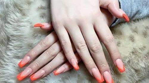 عکس مدل ناخن فرنچ نارنجی