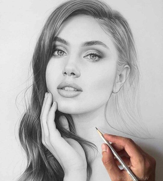 عکس نقاشی سیاه قلم طراحی چهره
