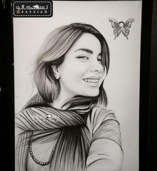 عکس نقاشی سیاه قلم طراحی چهره