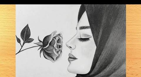 عکس نقاشی دختر با حجاب
