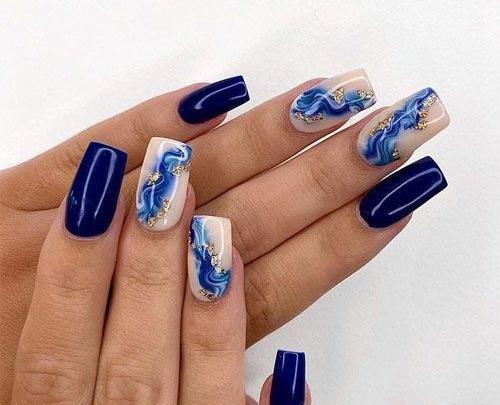 عکس طرح ناخن آبی