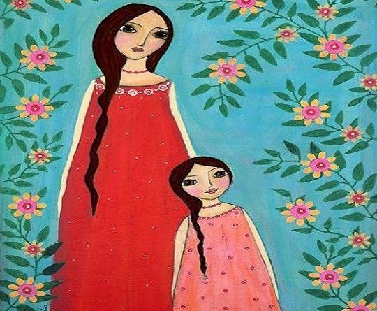 عکس نقاشی دختر و مادر