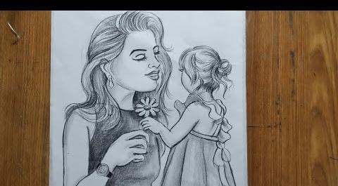 عکس نقاشی دختر و مادر