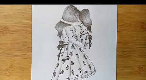 عکس نقاشی دختر و مادر