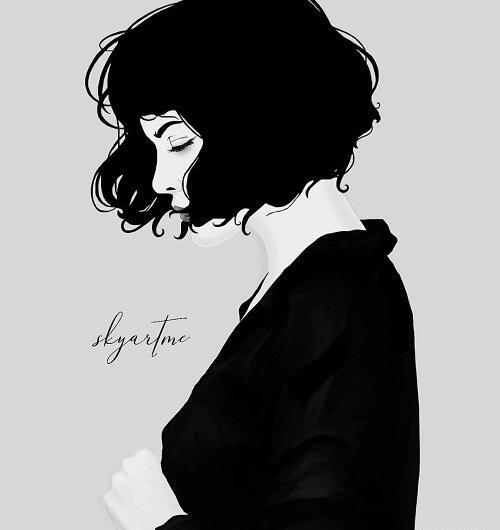 عکس نقاشی دختر مو کوتاه