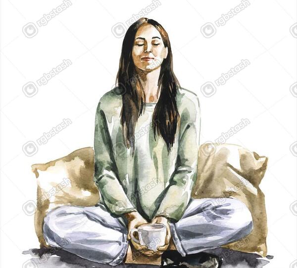 عکس نقاشی دختر نشسته