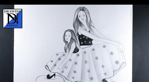 عکس نقاشی دختر نشسته