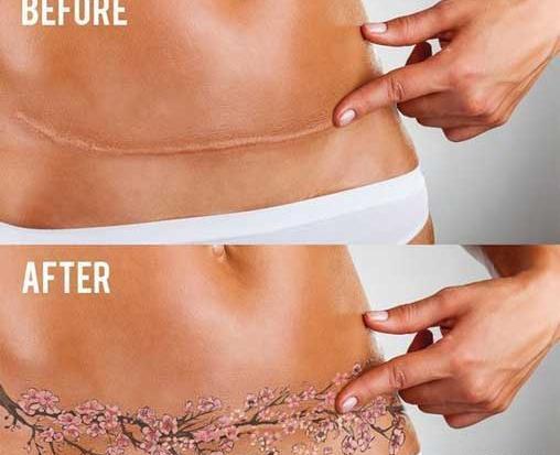 عکس طرح تاتو ظریف روی شکم