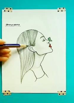 عکس نقاشی دختر طبیعی
