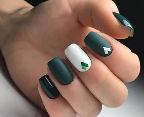 عکس مدل ناخن سفید سبز