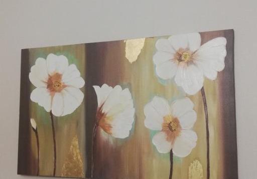عکس نقاشی گل روی بوم