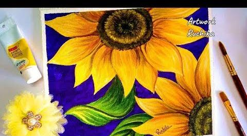 عکس نقاشی گل روی بوم