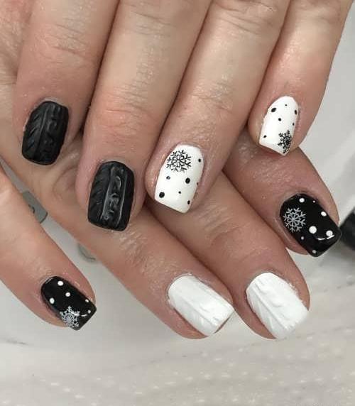 عکس مدل ژلیش ناخن سیاه سفید