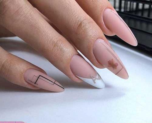 عکس مدل ناخن هلویی ساده