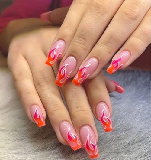 عکس طرح ناخن آتشی