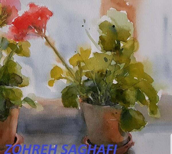 عکس نقاشی گل شمعدانی با ابرنگ