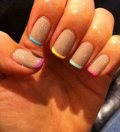 عکس مدل ناخن فرنچ رنگی