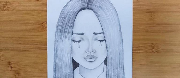 عکس نقاشی دختر فانتزی با مداد سیاه