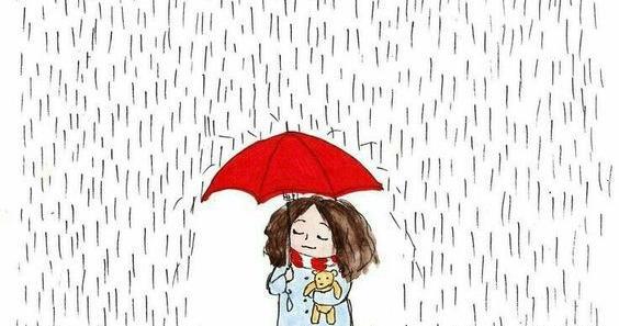 عکس نقاشی دختر در باران