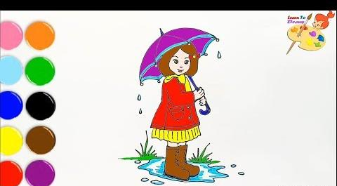 عکس نقاشی دختر در باران