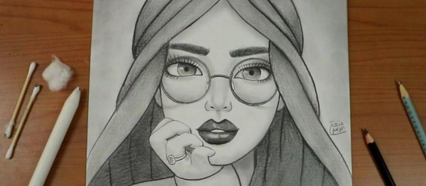 عکس نقاشی دختر قلم سیاه