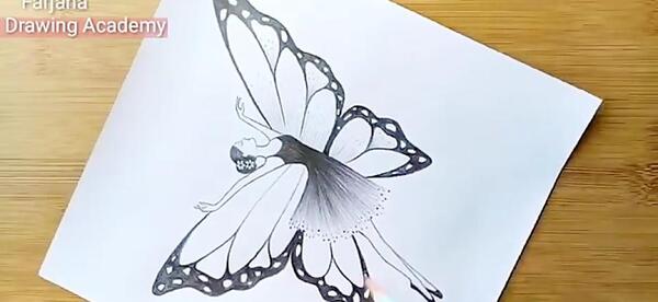 عکس نقاشی دختر پروانه ای