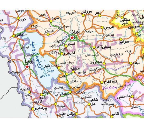 عکس نقشه ایران با اسم استان ها