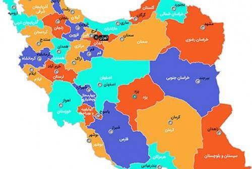 عکس نقشه ایران با اسم استان ها
