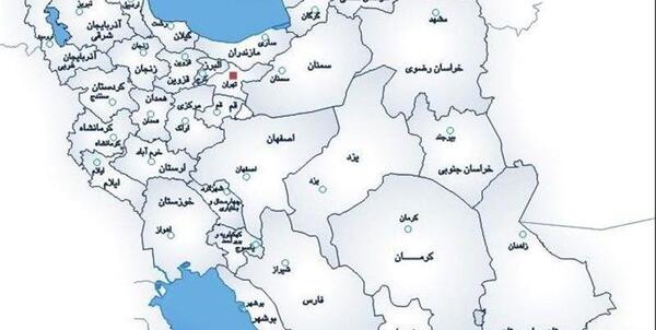 عکس نقشه ایران با اسم استان ها