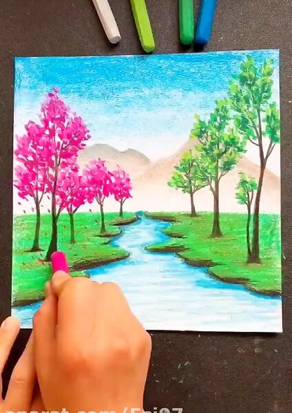 عکس نقاشی زیبا با مداد شمعی