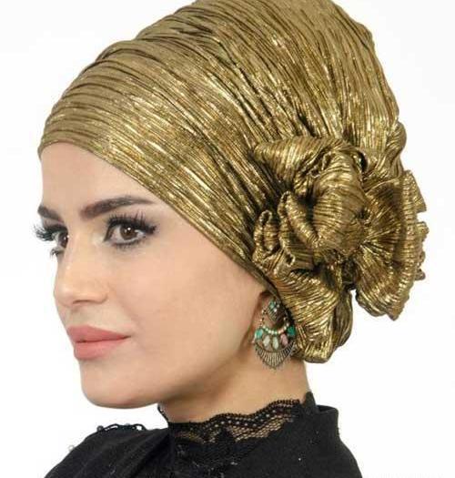 عکس شینیون مو زیر توربان