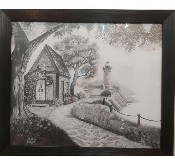 عکس نقاشی سیاه قلم از طبیعت بی جان