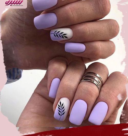 عکس طرح ناخن یاسی رنگ
